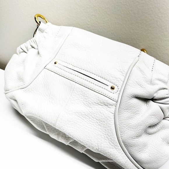 B. Makowsky White Leather Satchel Handbag - Picture 7 of 11